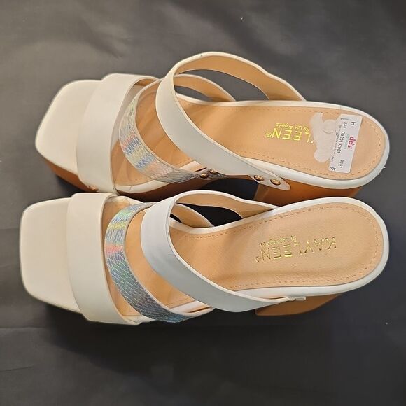 BRAND NEW KAYLEEN BY LOS ANGELES THREE STRAPS  BLOCK -HEEL SQUARE TOE SANDAL - Picture 6 of 15